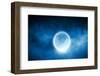 Close up of Human Hand Holding Blue Glowing Moon-Sergey Nivens-Framed Photographic Print