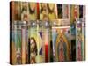 Close-up of Jesus Christ and Virgin Mary on Candle Holders, Mission San Jose, San Antonio-null-Stretched Canvas