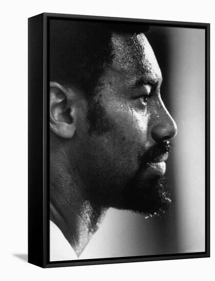 Close Up of Lakers Basketball Player, Wilt Chamberlain, Watching Lakers Play Boston Celtics-Art Rickerby-Framed Stretched Canvas