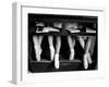 Close Up of Legs of Young Ballerinas in Toe Shoes under Desk at La Scala Ballet School-Alfred Eisenstaedt-Framed Photographic Print