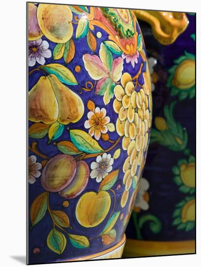 Close-up of Local Ceramic Pots, Positano, Amalfi, Campania, Italy-Walter Bibikow-Mounted Photographic Print