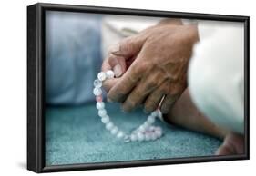Close-up of man praying in a mosque with Tasbih (prayer beads), Masjid Al Rahim Mosque-Godong-Framed Photographic Print