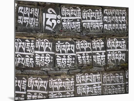 Close Up of Mani Stones Along One of the Trekking Trails in the Sagarmatha National Park, Nepal-John Woodworth-Mounted Photographic Print