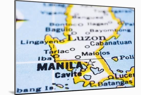 Close Up Of Manila On Map, Philippines-mtkang-Mounted Premium Giclee Print