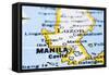 Close Up Of Manila On Map, Philippines-mtkang-Framed Stretched Canvas