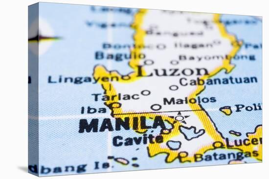 Close Up Of Manila On Map, Philippines-mtkang-Stretched Canvas