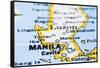 Close Up Of Manila On Map, Philippines-mtkang-Framed Stretched Canvas