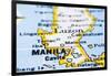 Close Up Of Manila On Map, Philippines-mtkang-Framed Art Print