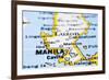 Close Up Of Manila On Map, Philippines-mtkang-Framed Art Print