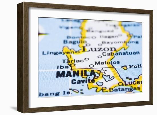 Close Up Of Manila On Map, Philippines-mtkang-Framed Art Print