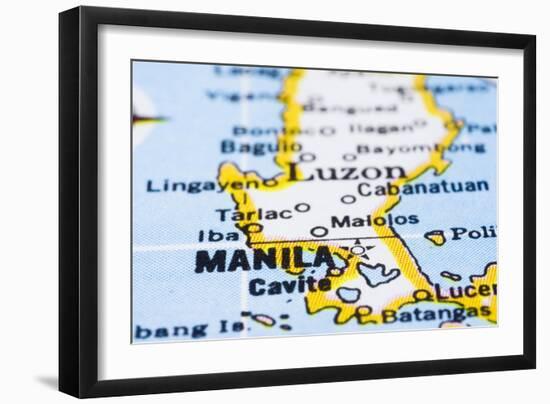 Close Up Of Manila On Map, Philippines-mtkang-Framed Art Print