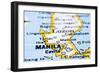 Close Up Of Manila On Map, Philippines-mtkang-Framed Art Print