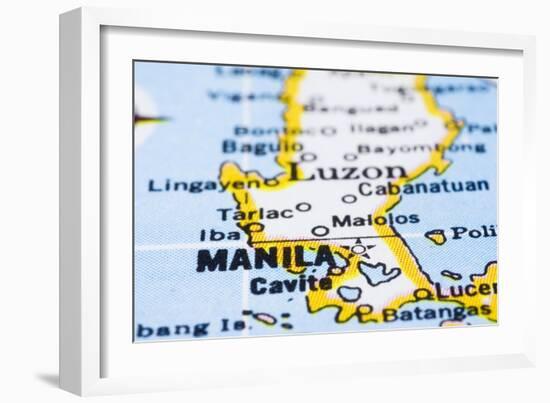 Close Up Of Manila On Map, Philippines-mtkang-Framed Art Print