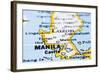 Close Up Of Manila On Map, Philippines-mtkang-Framed Art Print