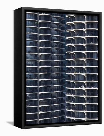 Close-Up of Marina City's Twin Towers, Chicago, Illinois, United States of America, North America-Amanda Hall-Framed Stretched Canvas