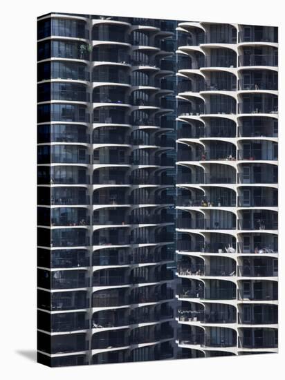 Close-Up of Marina City's Twin Towers, Chicago, Illinois, United States of America, North America-Amanda Hall-Stretched Canvas