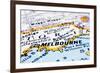 Close Up Of Melbourne On Map, Australia-mtkang-Framed Art Print