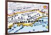 Close Up Of Melbourne On Map, Australia-mtkang-Framed Art Print