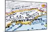 Close Up Of Melbourne On Map, Australia-mtkang-Mounted Premium Giclee Print