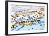 Close Up Of Melbourne On Map, Australia-mtkang-Framed Art Print