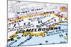 Close Up Of Melbourne On Map, Australia-mtkang-Mounted Art Print