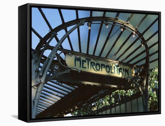 Close-up of Metropolitain (Metro) Station Entrance, Art Nouveau Style, Paris, France, Europe-Gavin Hellier-Framed Stretched Canvas