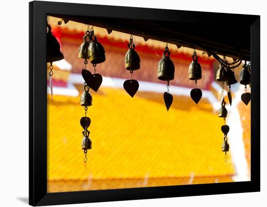 Close Up of Prayer Bells Silhouetted Against Colourful Roof at Wat Doi Suthep, Chiang Mai, Thailand-Matthew Williams-Ellis-Framed Photographic Print