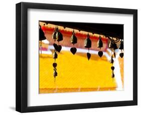 Close Up of Prayer Bells Silhouetted Against Colourful Roof at Wat Doi Suthep, Chiang Mai, Thailand-Matthew Williams-Ellis-Framed Photographic Print