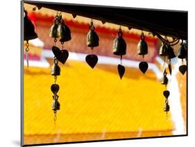 Close Up of Prayer Bells Silhouetted Against Colourful Roof at Wat Doi Suthep, Chiang Mai, Thailand-Matthew Williams-Ellis-Mounted Photographic Print