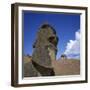 Close-Up of Rano Rarakay, Stone Head Carved from Crater, Moai Stone Statues, Easter Island, Chile-Geoff Renner-Framed Photographic Print