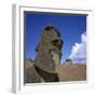 Close-Up of Rano Rarakay, Stone Head Carved from Crater, Moai Stone Statues, Easter Island, Chile-Geoff Renner-Framed Photographic Print