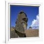 Close-Up of Rano Rarakay, Stone Head Carved from Crater, Moai Stone Statues, Easter Island, Chile-Geoff Renner-Framed Photographic Print