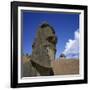 Close-Up of Rano Rarakay, Stone Head Carved from Crater, Moai Stone Statues, Easter Island, Chile-Geoff Renner-Framed Photographic Print