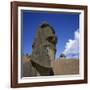 Close-Up of Rano Rarakay, Stone Head Carved from Crater, Moai Stone Statues, Easter Island, Chile-Geoff Renner-Framed Photographic Print