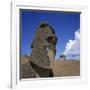 Close-Up of Rano Rarakay, Stone Head Carved from Crater, Moai Stone Statues, Easter Island, Chile-Geoff Renner-Framed Photographic Print