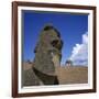 Close-Up of Rano Rarakay, Stone Head Carved from Crater, Moai Stone Statues, Easter Island, Chile-Geoff Renner-Framed Photographic Print