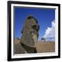 Close-Up of Rano Rarakay, Stone Head Carved from Crater, Moai Stone Statues, Easter Island, Chile-Geoff Renner-Framed Photographic Print