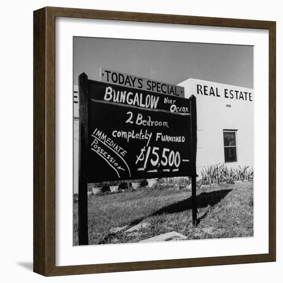 Close-Up of Real Estate Sign-Ed Clark-Framed Photographic Print