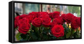 Close-Up of Red Roses in a Bouquet During Sant Jordi Festival, Barcelona, Catalonia, Spain-null-Framed Stretched Canvas