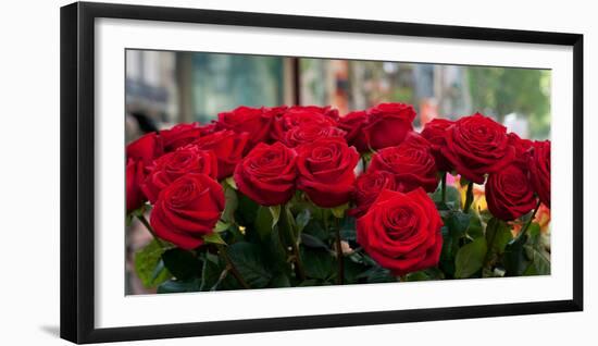 Close-Up of Red Roses in a Bouquet During Sant Jordi Festival, Barcelona, Catalonia, Spain-null-Framed Photographic Print