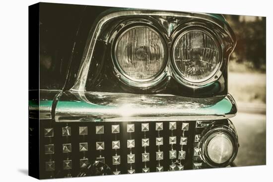 Close-Up of Retro Car Facia with Chrome Grille-NejroN Photo-Stretched Canvas