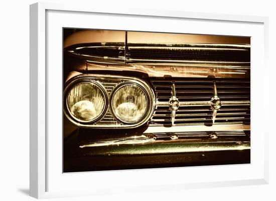 Close-Up of Retro Car Facia with Chrome Grille-NejroN Photo-Framed Photographic Print