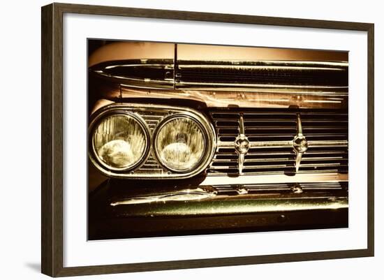 Close-Up of Retro Car Facia with Chrome Grille-NejroN Photo-Framed Photographic Print