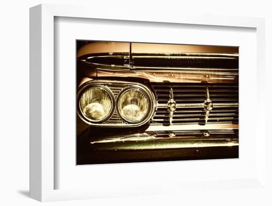 Close-Up of Retro Car Facia with Chrome Grille-NejroN Photo-Framed Photographic Print