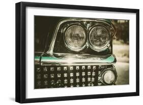 Close-Up of Retro Car Facia with Chrome Grille-NejroN Photo-Framed Photographic Print