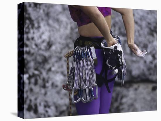 Close Up of Rock Climbing Equipment on a Female Climber, New York, USA-Paul Sutton-Stretched Canvas