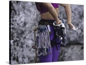 Close Up of Rock Climbing Equipment on a Female Climber, New York, USA-Paul Sutton-Stretched Canvas