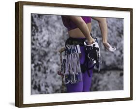 Close Up of Rock Climbing Equipment on a Female Climber, New York, USA-Paul Sutton-Framed Photographic Print