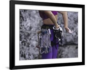 Close Up of Rock Climbing Equipment on a Female Climber, New York, USA-Paul Sutton-Framed Photographic Print