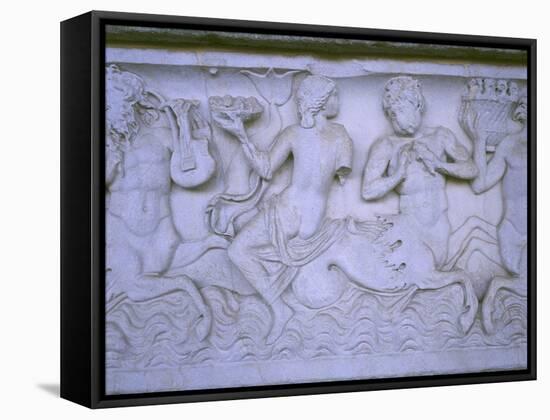 Close Up of Sarcophagus with Retinue of Sea-Deities A.D.-null-Framed Stretched Canvas